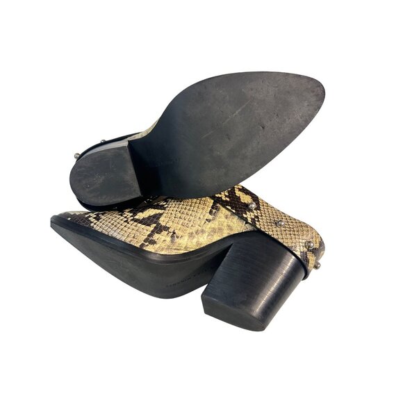 REBECCA MINKOFF Sallest Too Block Heel Mules Butter Exotic 8.5 Retail $198 - Picture 5 of 8